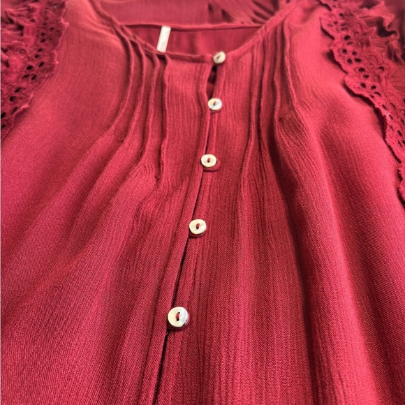 Free People Snow Angel Red Burgundy Mini Dress Oversized XS - Picture 6 of 7